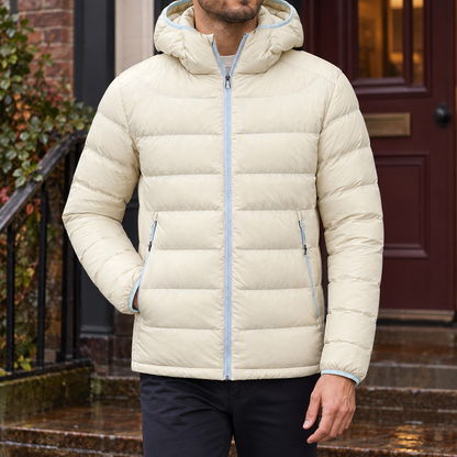 Franco | Men's Jacket with Hood and Light Quilting - Mid-Season Comfort