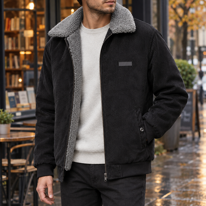 Claudio | Men's Slim-Fit Corduroy Jacket with Fleece Lining - Winter Texture