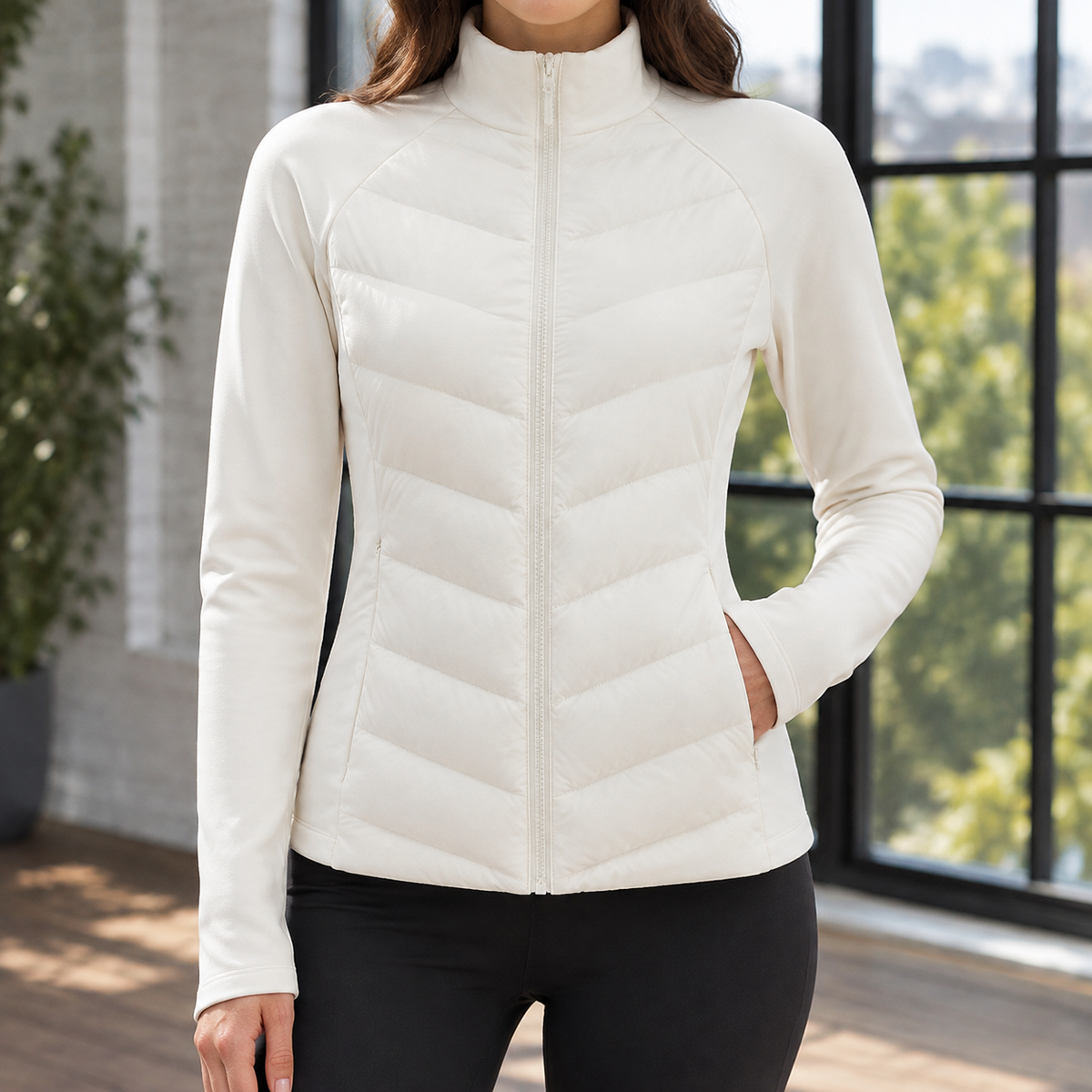 Doriana | Schmal geschnittene gesteppte Damenjacke mit Chevron-Muster - Leichte Wärme