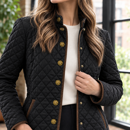Flaminia | Slim Women's Quilted Jacket with Gold Details - Elegant Texture