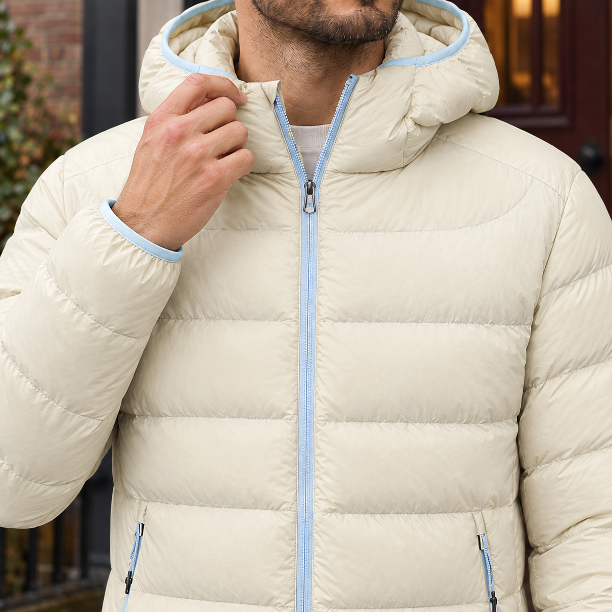 Franco | Men's Jacket with Hood and Light Quilting - Mid-Season Comfort