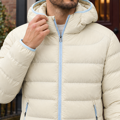 Franco | Men's Jacket with Hood and Light Quilting - Mid-Season Comfort