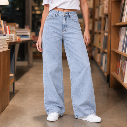 Rufina | Jeans Donna a Vita Alta e Gamba Larga - Comfort Casual
