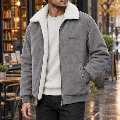 Claudio | Men's Slim-Fit Corduroy Jacket with Fleece Lining - Winter Texture