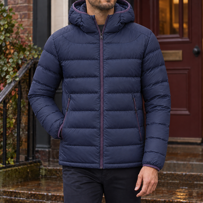 Franco | Men's Jacket with Hood and Light Quilting - Mid-Season Comfort