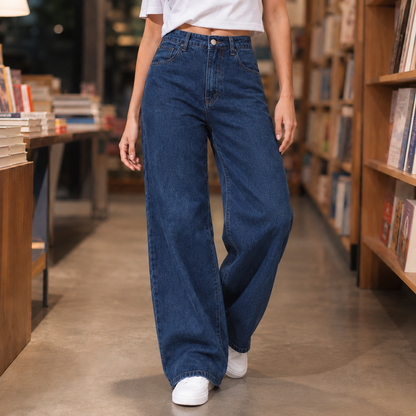 Rufina | Jeans Donna a Vita Alta e Gamba Larga - Comfort Casual