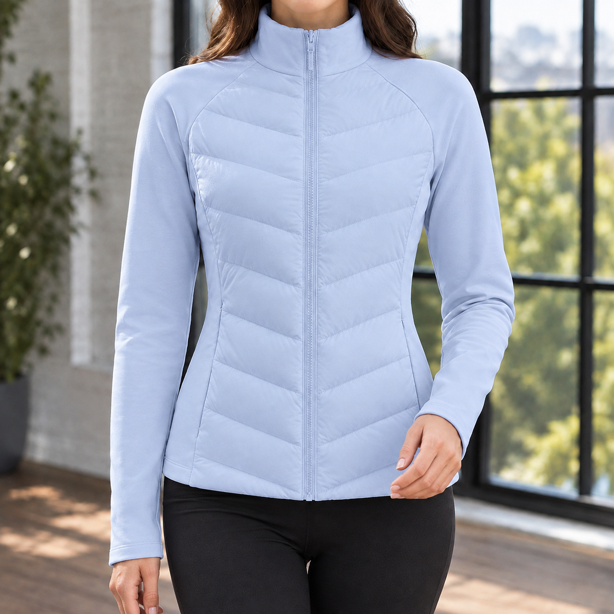 Doriana | Schmal geschnittene gesteppte Damenjacke mit Chevron-Muster - Leichte Wärme