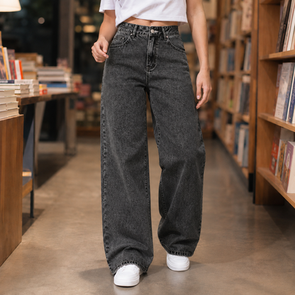 Rufina | Jeans Donna a Vita Alta e Gamba Larga - Comfort Casual