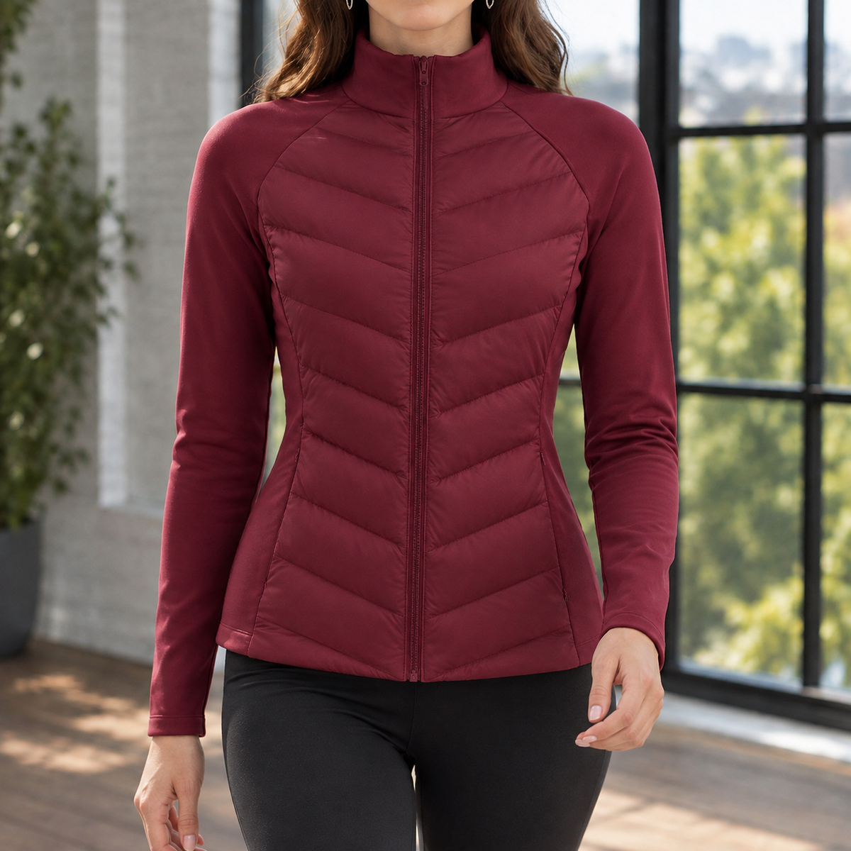 Doriana | Schmal geschnittene gesteppte Damenjacke mit Chevron-Muster - Leichte Wärme
