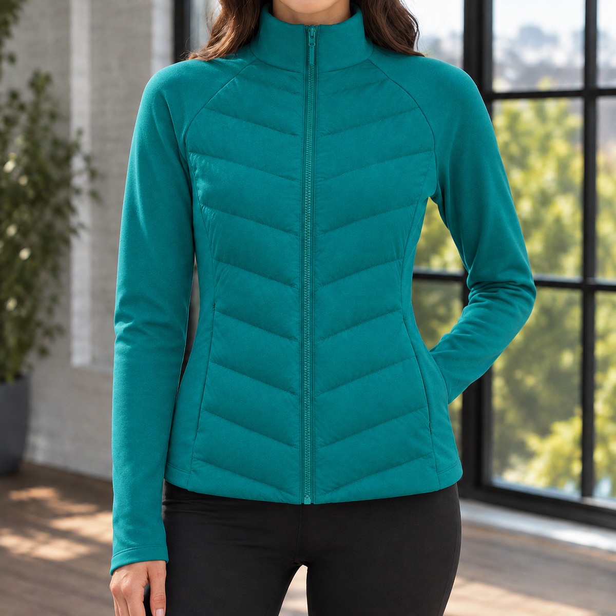 Doriana | Schmal geschnittene gesteppte Damenjacke mit Chevron-Muster - Leichte Wärme