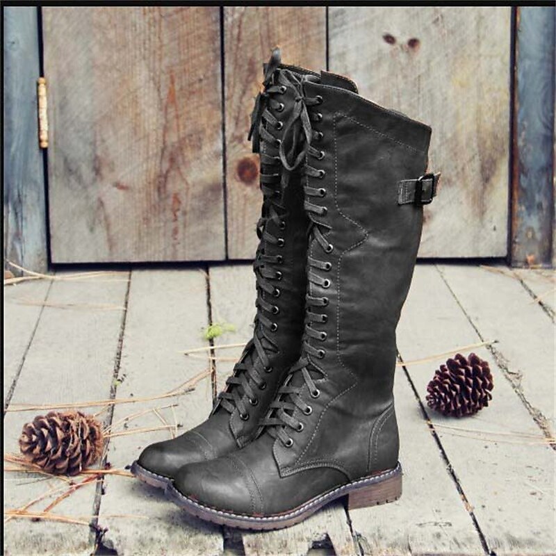 Lorenza | Women's Tall Lace-Up Equestrian-Style Boots with Side Buckle - Country Charm