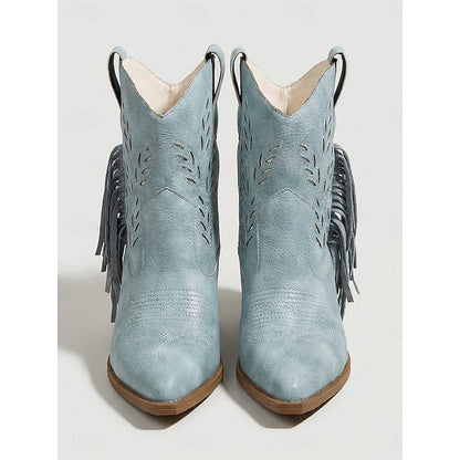 Michela | Western Women's Ankle Boots with Tassel and Block Heel - Timeless Character