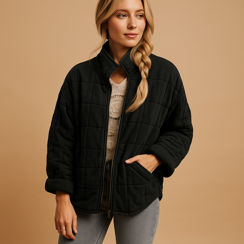 Ambra | Relaxed-Fit Quilted Women's Jacket with High Collar and Side Pockets - Lightweight Comfort