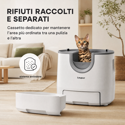 Lettiera Gatto Autopulente con Sensori di Sicurezza | Manutenzione Facile per un Ambiente Igienico
