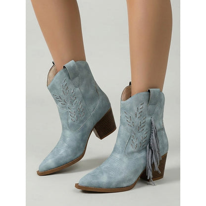 Michela | Western Women's Ankle Boots with Tassel and Block Heel - Timeless Character