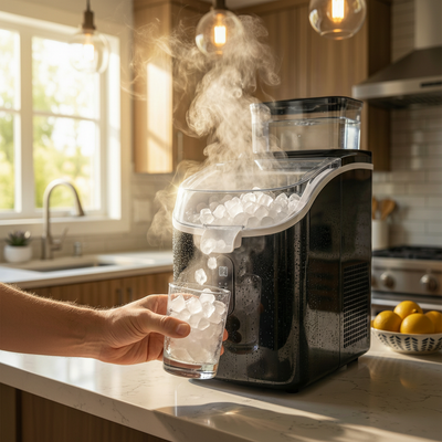 Machine à glaçons professionnelle | Production rapide de 16 glaçons en 13 minutes | Réservoir externe de 34 livres pour usage domestique et commercial