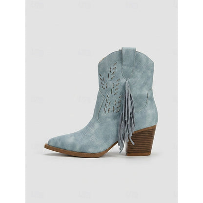 Michela | Western Women's Ankle Boots with Tassel and Block Heel - Timeless Character