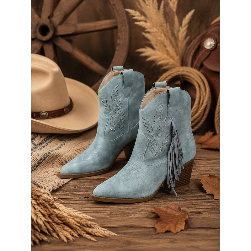 Michela | Western Women's Ankle Boots with Tassel and Block Heel - Timeless Character
