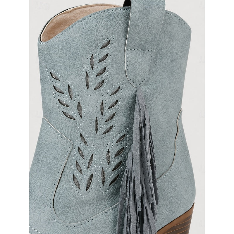 Michela | Western Women's Ankle Boots with Tassel and Block Heel - Timeless Character