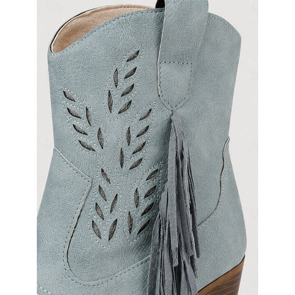 Michela | Western Women's Ankle Boots with Tassel and Block Heel - Timeless Character