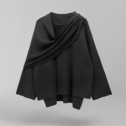 Fiorenza | Women's Oversized Cape Coat with Textured Finish - Autumn Elegance