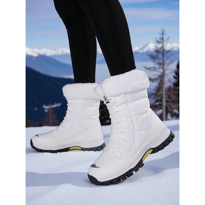 Sandra | Damen-Winterstiefel zum Schnüren mit Plüschbesatz - Wärme und Eleganz