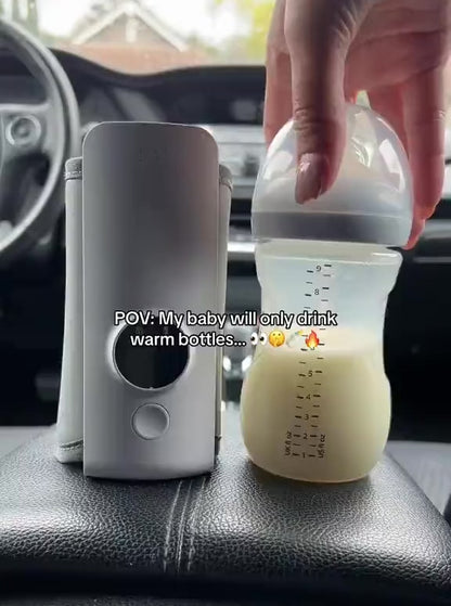 Portable Wireless Bottle Warmer | Rechargeable with Digital Display | Practical Solution for Parents on the Go