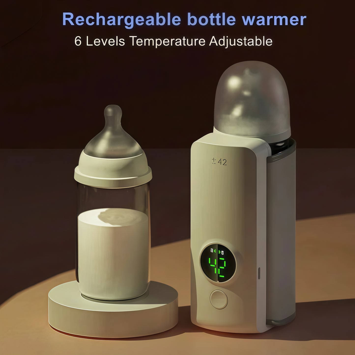 Portable Wireless Bottle Warmer | Rechargeable with Digital Display | Practical Solution for Parents on the Go