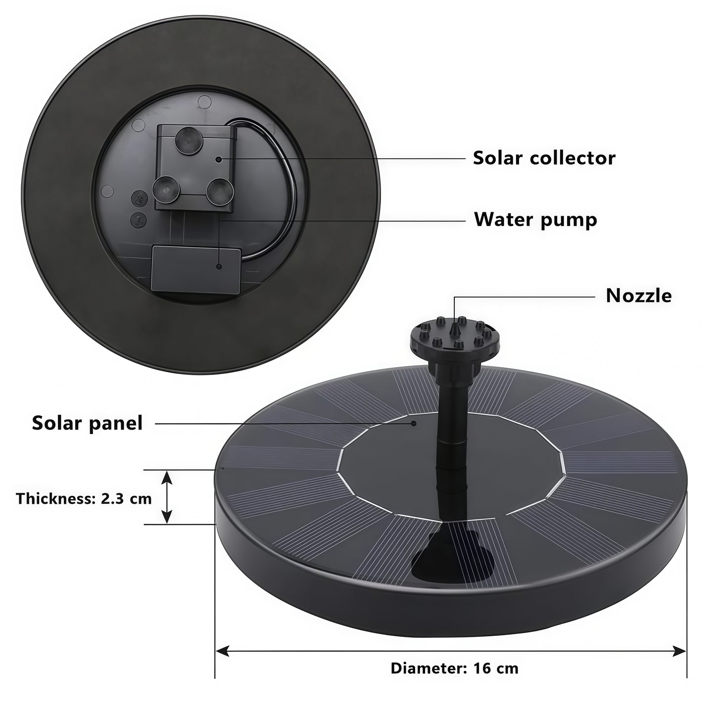 Solar Garden Fountain | Water Pump with 4 Spray Modes | Easy Installation for Outdoor Spaces