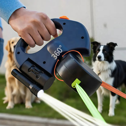 Multifunctional Double Dog Leash with Built-in Flashlight - Independent Control for Safe Walks