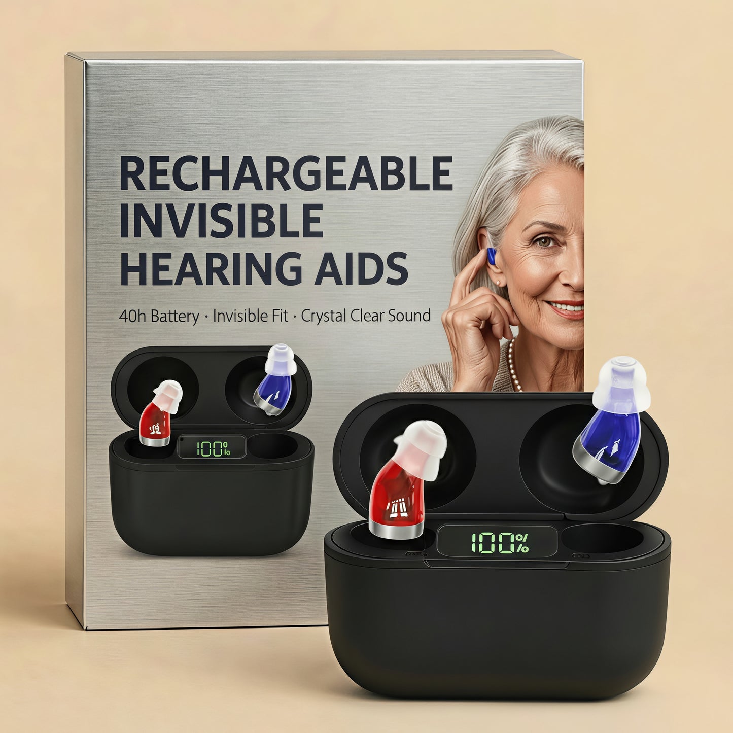 Rechargeable Digital Hearing Aid with Noise Reduction | Discreet Design for Tinnitus Relief