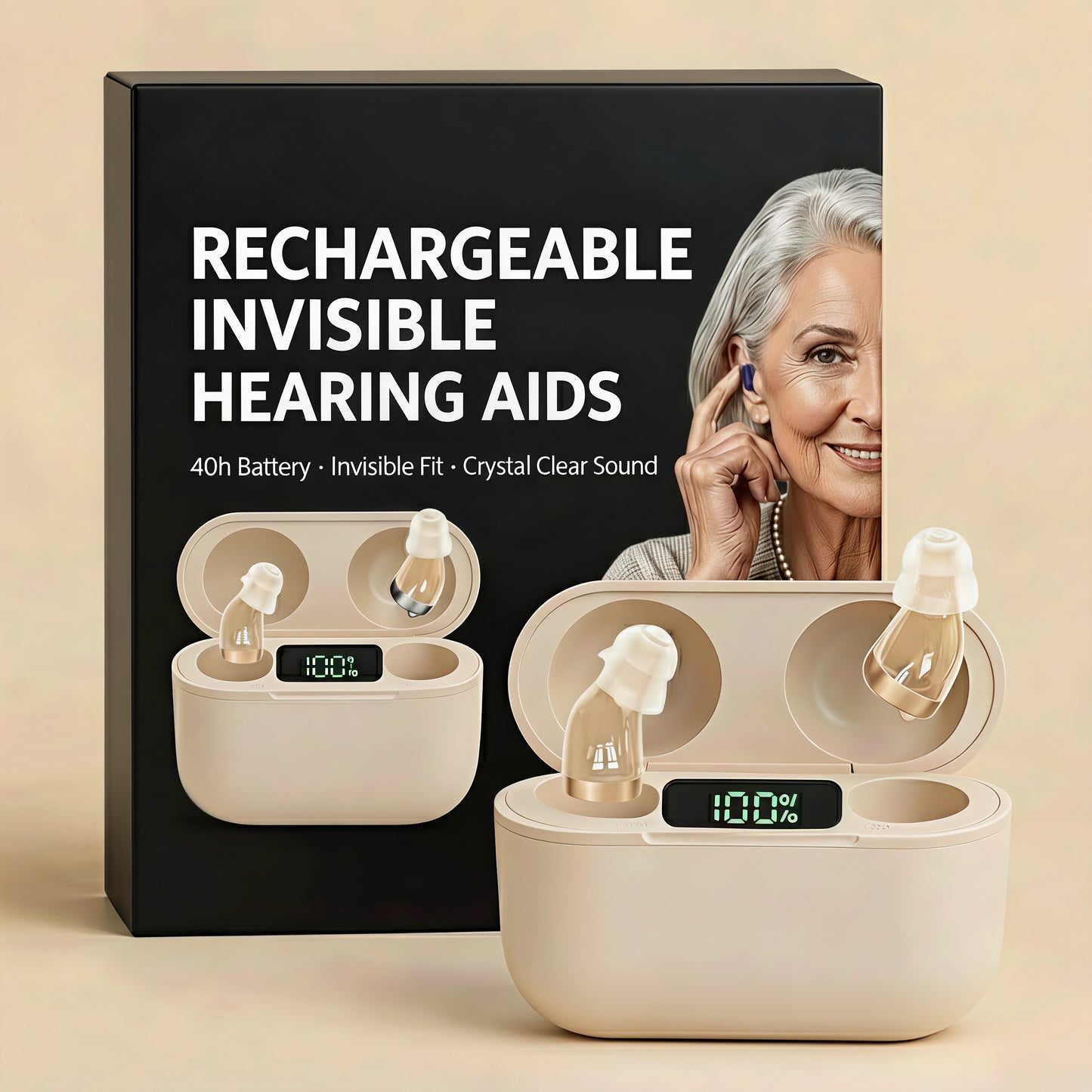 Rechargeable Digital Hearing Aid with Noise Reduction | Discreet Design for Tinnitus Relief