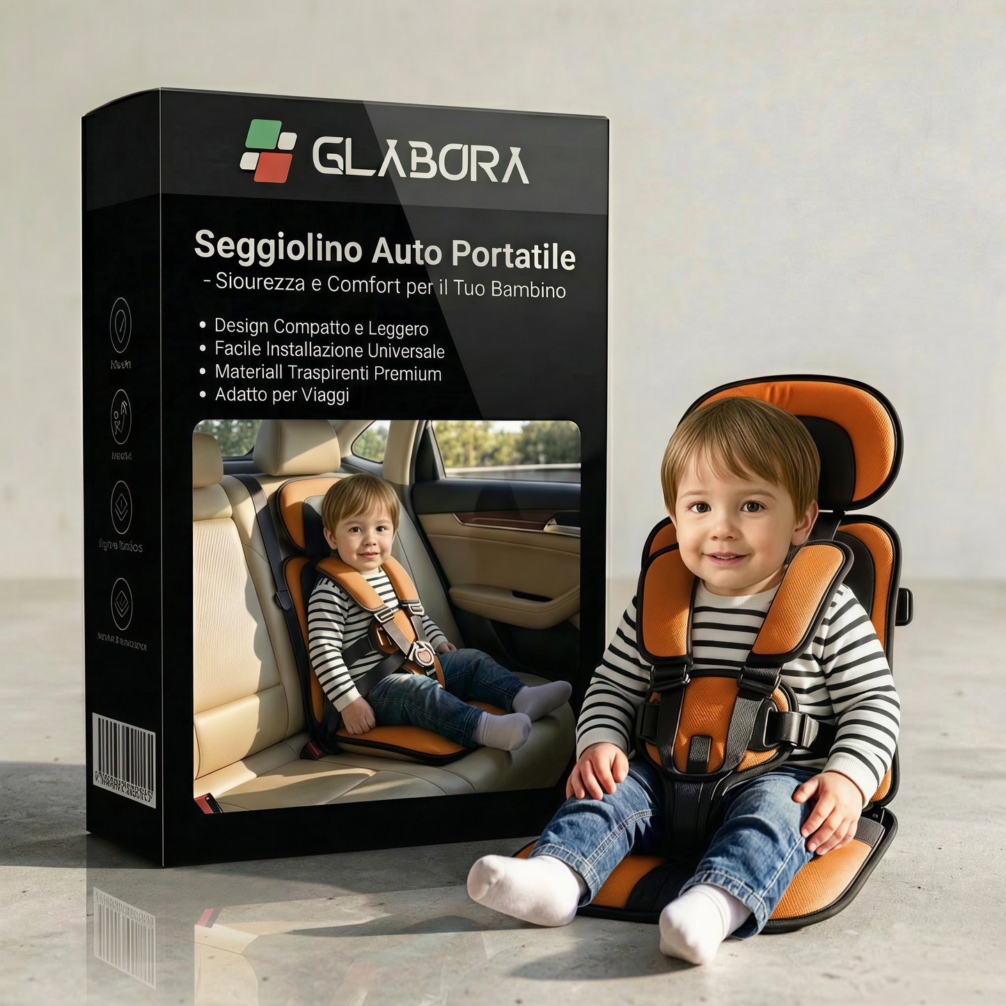 Seggiolino Da Viaggio Compatto | Leggero E Pieghevole Con Imbracatura Sicura | Comodo E Pronto Per Viaggi Con Bambini