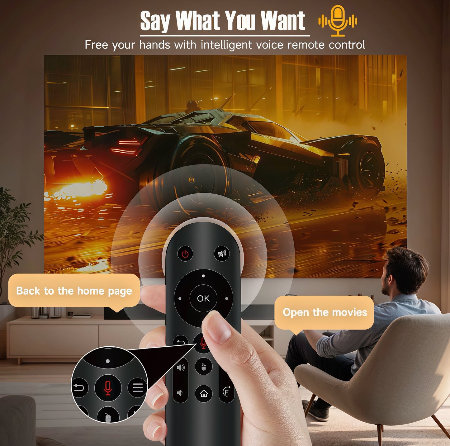 Portable Projector | 1080P Video Projector with WiFi6 and Stereo BT5.4 Audio | Cinematic Experience for Outdoors
