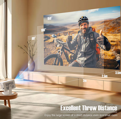 Portable Projector | 1080P Video Projector with WiFi6 and Stereo BT5.4 Audio | Cinematic Experience for Outdoors