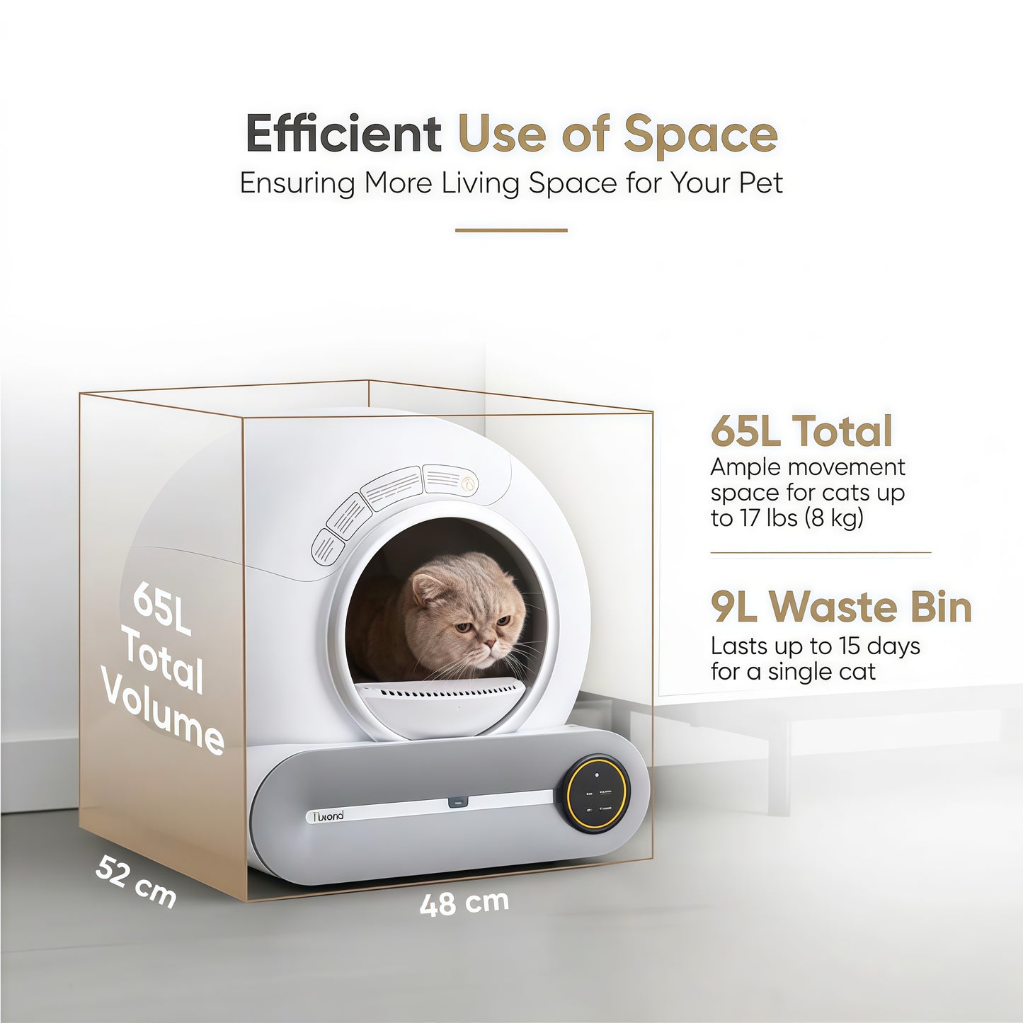 Zelfreinigende Kattenbak | 65 Liter Robot met Geurfilter | Gemakkelijk Onderhoud voor een Hygiënische Omgeving