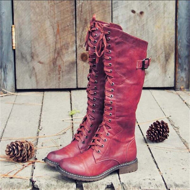 Lorenza | Women's Tall Lace-Up Equestrian-Style Boots with Side Buckle - Country Charm