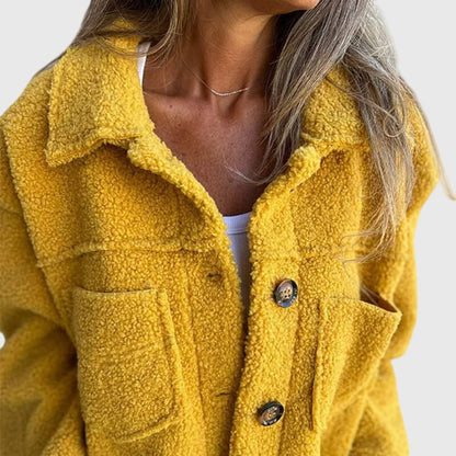 Elsa | Women's teddy fleece jacket with collar and buttons - Soft winter warmth