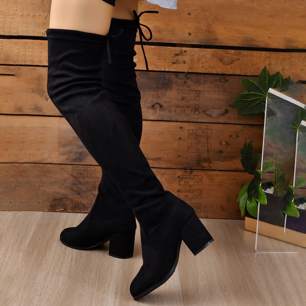 Sabrina | Suede Women's Over-the-Knee Boots with Block Heel - Slender Silhouette