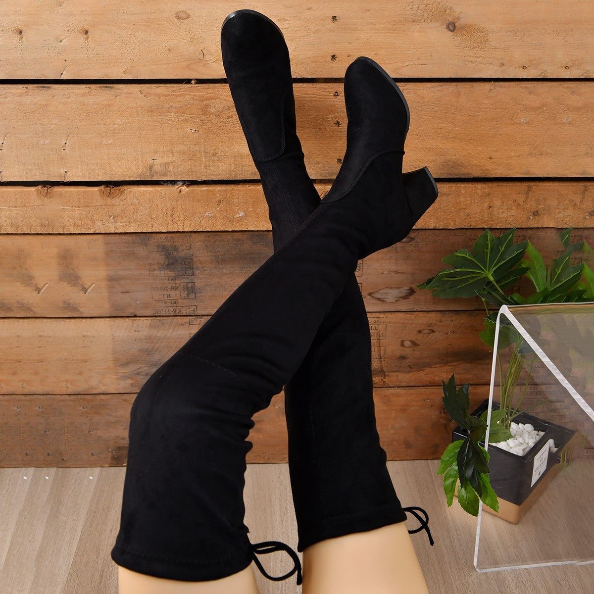 Sabrina | Suede Women's Over-the-Knee Boots with Block Heel - Slender Silhouette