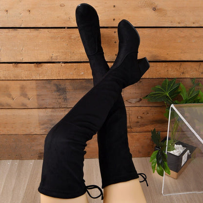 Sabrina | Suede Women's Over-the-Knee Boots with Block Heel - Slender Silhouette