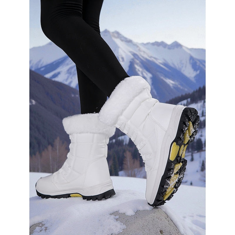 Sandra | Damen-Winterstiefel zum Schnüren mit Plüschbesatz - Wärme und Eleganz