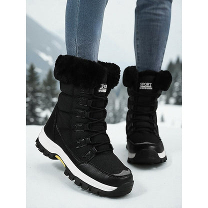 Sandra | Damen-Winterstiefel zum Schnüren mit Plüschbesatz - Wärme und Eleganz