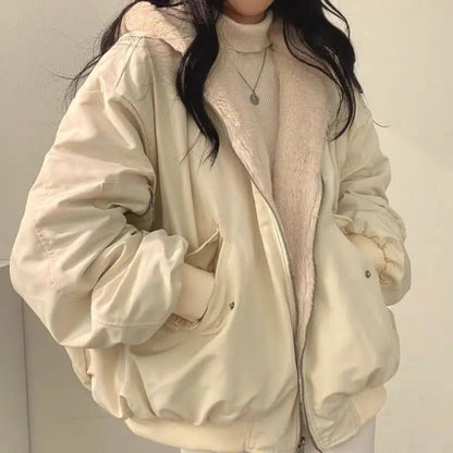 Francesca | Women's Oversized Bomber Jacket with Hood and Utility Pockets - Urban Style