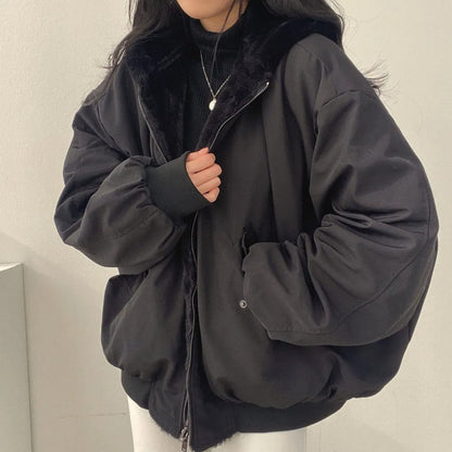 Francesca | Women's Oversized Bomber Jacket with Hood and Utility Pockets - Urban Style