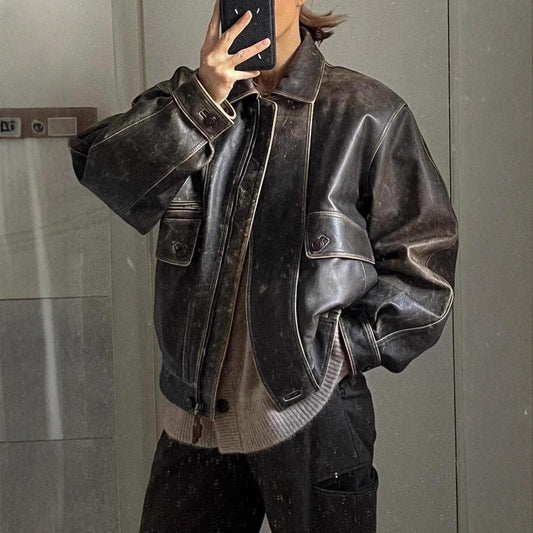 Ofelia | Women's Vintage Leather-Look Jacket, Retro Style - Urban Charm