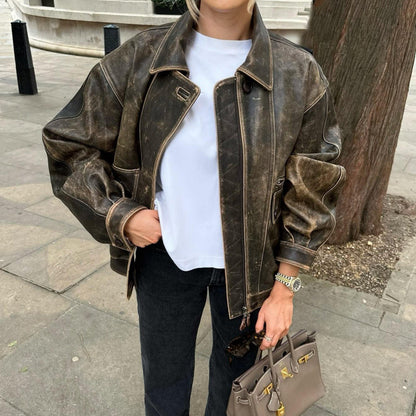 Ofelia | Women's Vintage Leather-Look Jacket, Retro Style - Urban Charm