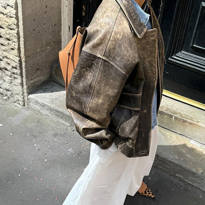 Ofelia | Women's Vintage Leather-Look Jacket, Retro Style - Urban Charm