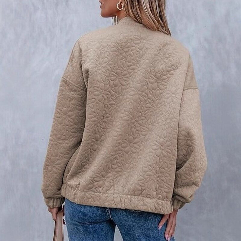 Dalia | Quilted Women's Bomber Jacket with Floral Texture - Everyday Elegance