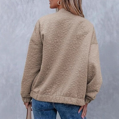 Dalia | Quilted Women's Bomber Jacket with Floral Texture - Everyday Elegance
